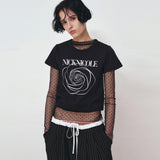 NICOLE ROSE PRINTING CROP TOP_BLACK BLUE