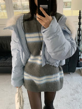ヘイジーヘアリーストライプルーズフィットニット