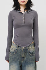 (W) Roa Stud Hooded Top (3color)