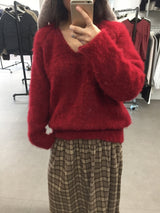 [MD Pick]ウールタッチブラッシュVネックニット (4 Colors)
