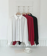 Deven Shirring Collar Chiffon Blouse