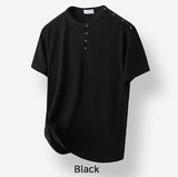 Nebi Shoulder Snap Henley Neck Short Sleeve T-shirt