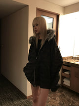 [MADE] FLEECE FUR MILITARY CAMO HOOD