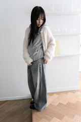 ローウエストウォッシングワイドデニムパンツ(2colors)