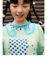 メッシュステッチポルカドットキュート＆スイートウィールレイヤード トップ
