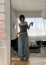 アイス リブ ワイドデニム