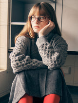 WOOL BUTTON CABLE CARDIGAN GRAY