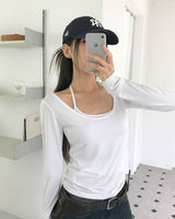 ライルオフホワイトUネックTシャツ