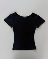 ミューネル スリムフィットラウンドネックモダールストレッチキャップスリーブTシャツ 5カラー