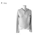 ポピーボタンスリムフードTシャツ