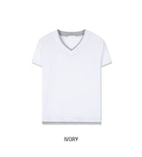 Ladies Layered V-Neck Short Sleeve T-Shirt