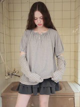 Back ribbon flare top / gray