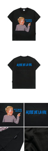 24FW FINGER-POINTING LETTERING BABY FACE SHORT SLEEVE T-SHIRT BLACK