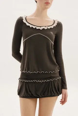 Jam shirring top - charcoal