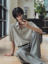 ポニーストライプハーフシャツ