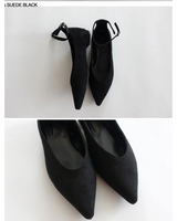 POINTED STRAP FLAT SHOES (LEATHER BLACK, SUEDE PINK, SUEDE BLACK 3COLORS!)