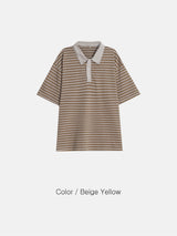 ロムピグメントダイストライプポロT – 4 Colors