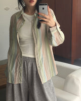  Karia see-through Stripe Shirt