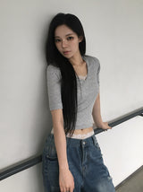 Redo Damage Washing Wide Denim Pants