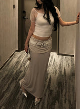 Jelly Shirring Long Skirt