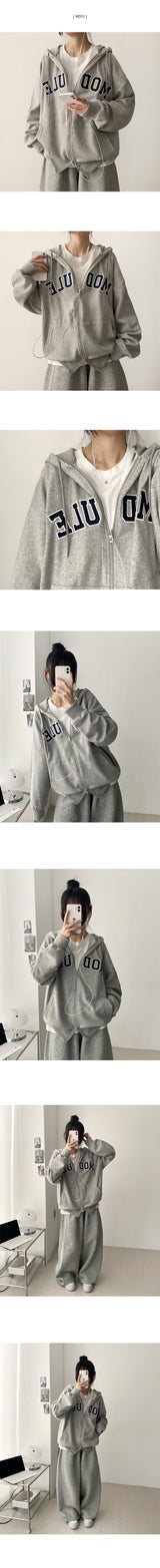 Modular Patch Embroidery Hoodie Zip-Up