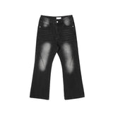ASCLO ダイアグナルインシジョンブーツカットデニムパンツ