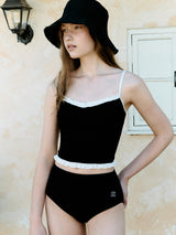 THREE PIECE RUFFLE BIKINI SET BLACK