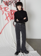 Japanese-style retro washed denim loose flared straight-leg long pants