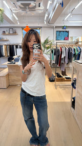 POCKET LOWRISE SLIM STRAIGHT DENIM PANTS