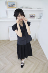 Dot Puff Cap Sleeve Blouse 