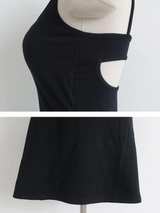 BACK OPEN FLARE MINI DRESS IN BLACK