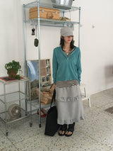 Half frill banding sweat long skirt (2c)