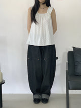 Liam Shirred Sleeveless Blouse