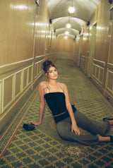 Lace combi bootcut pants
