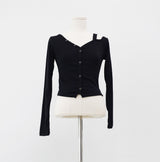 Lush Asymmetrical One-Shoulder Snap T-shirt