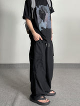 Color string wide cargo pants