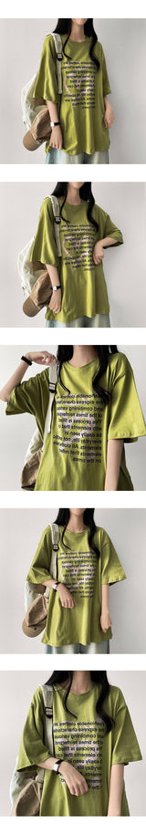 Ous レタリング スケッチ ボックスフィット 半袖 Tシャツ