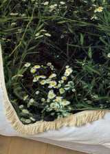 green bloom tassel blanket