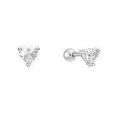 silver heart barbell single piercing rhodium plating + 925 silver E070-02H