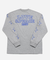 ラブ&ピース長袖Tシャツ - グレー