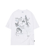 キッチュスタンプピンタックオーバーフィットTシャツ - ホワイト