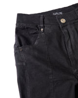 PADDED FLARED BLACK DENIM PANTS 