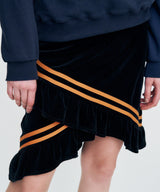 Color Strap Velour Frill Skirt _ BLACK