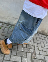 Big Cargo Wide Denim Shorts