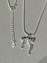 silver925 ribbon ball necklace