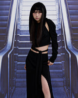 WRINKLE BOLERO, BLACK