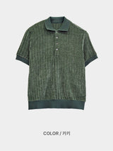 [1+1] LMN Texture Velvet Collar Short-Sleeved Knitwear (3 colors)