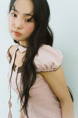 CHEEK DOT PUFF BLOUSE SCARF SET 