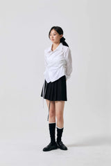 SWAN PLEATS SKIRT PANTS / BLACK