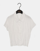 Pre lace punching short-sleeved blouse shirt